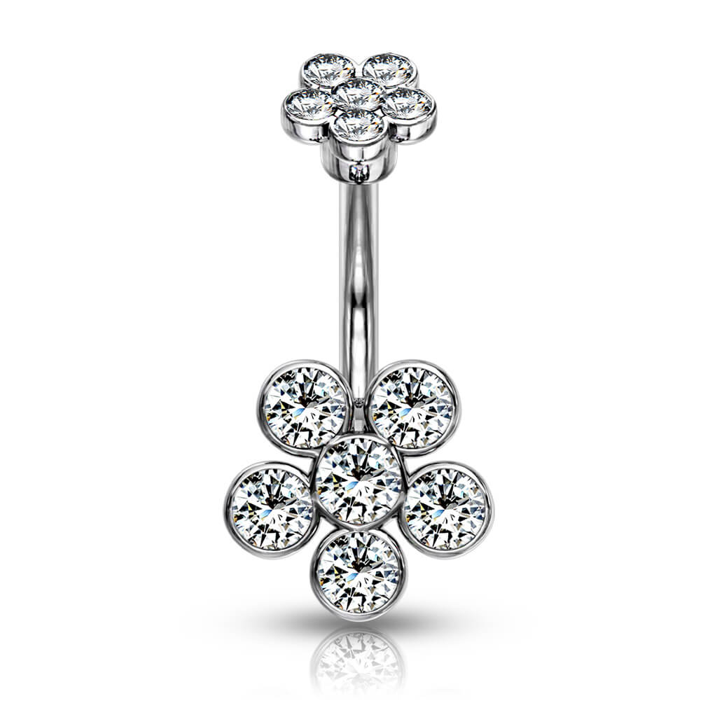 Belly Button Piercing Flower Zirconia