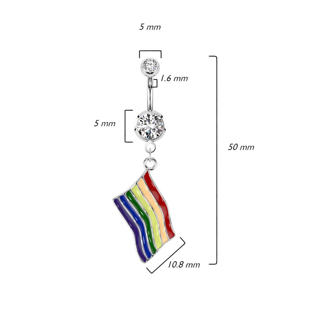 Bauchnabelpiercing Regenbogenflagge beweglich Zirkonia