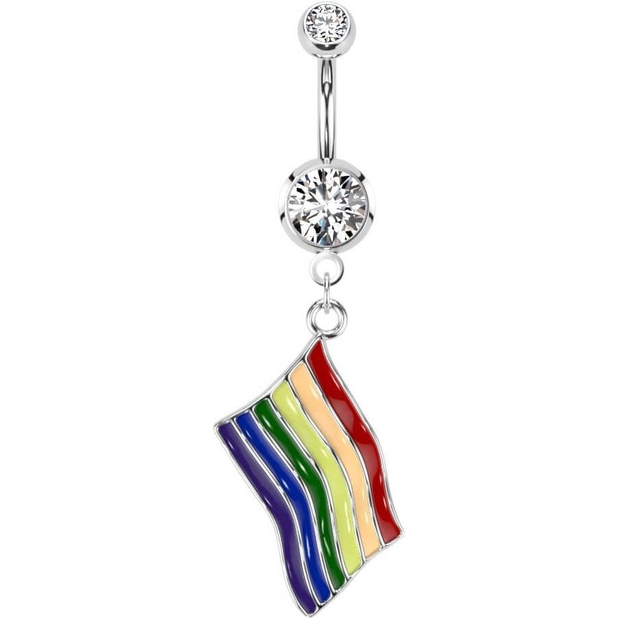 Piercing ombligo Colgante Bandera Arco Iris Circonita