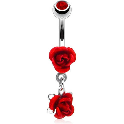 Bauchnabelpiercing Rose beweglich Metall Zirkonia Silber