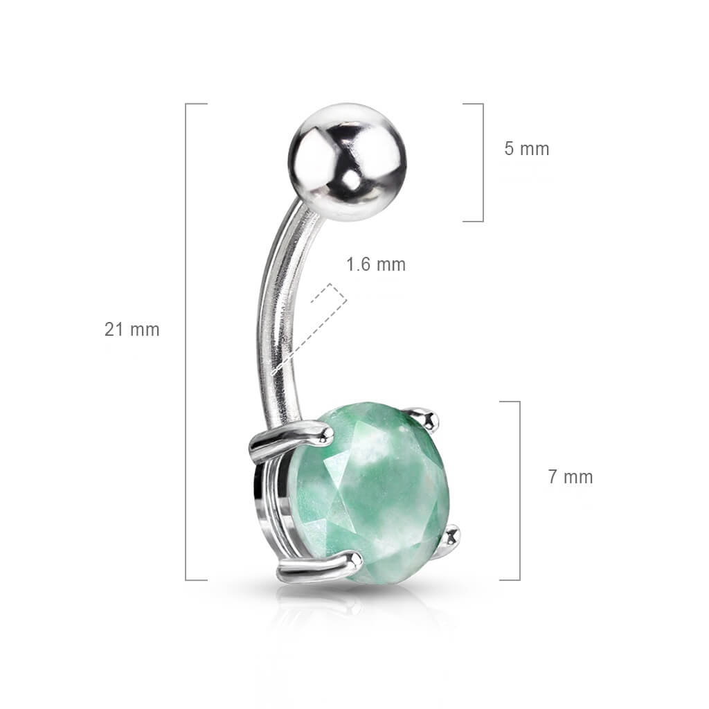 Piercing Ombelico Pietra semipreziosa amazzonite rotonda