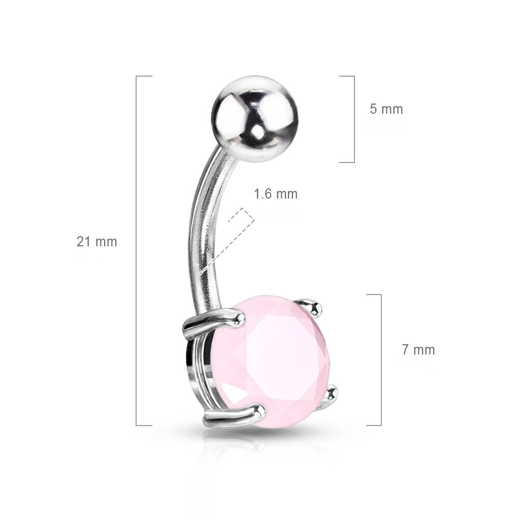 Piercing Nombril Pierre Semi-Précieuse Jade Rose Ronde