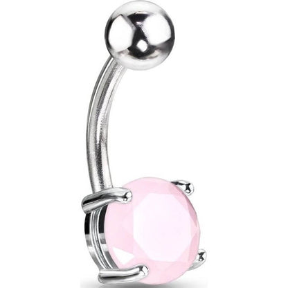 Piercing Nombril Pierre Semi-Précieuse Jade Rose Ronde