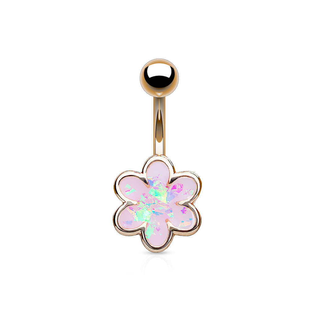 Piercing Nombril Fleur Opale Or