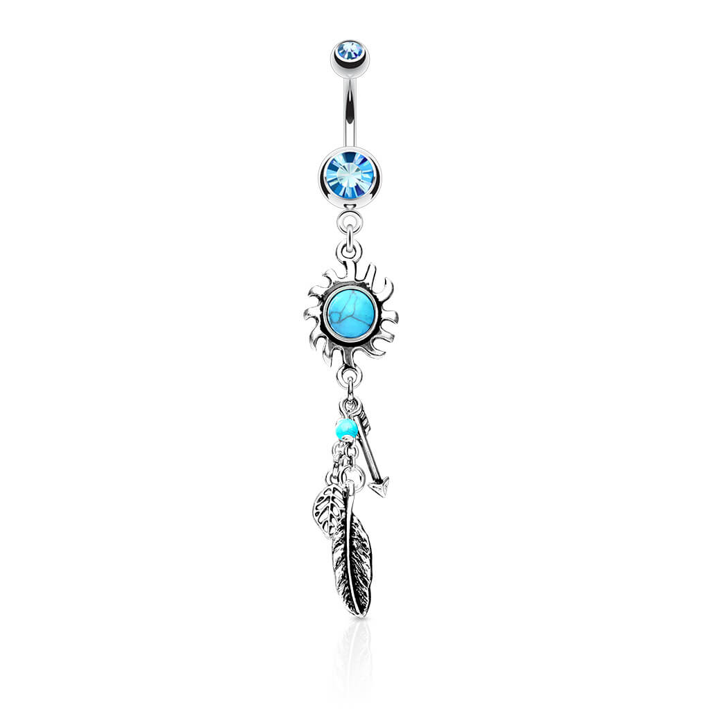 Piercing Nombril Pendentif Flèche Plume Zircone