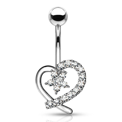 Belly Button Piercing Heart Flower Zirconia