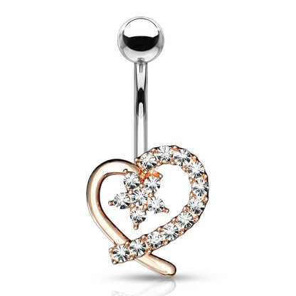 Belly Button Piercing Heart Flower Zirconia