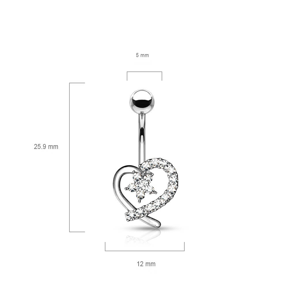 Belly Button Piercing Heart Flower Zirconia