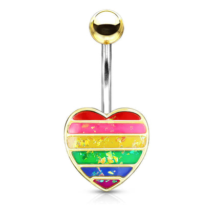 Piercing ombligo Corazón arco iris