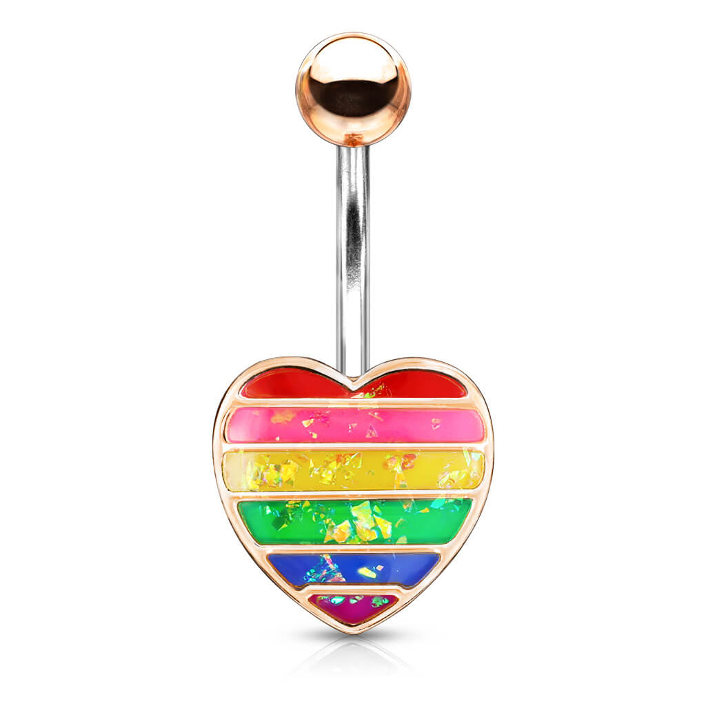 Belly Button Piercing Heart rainbow