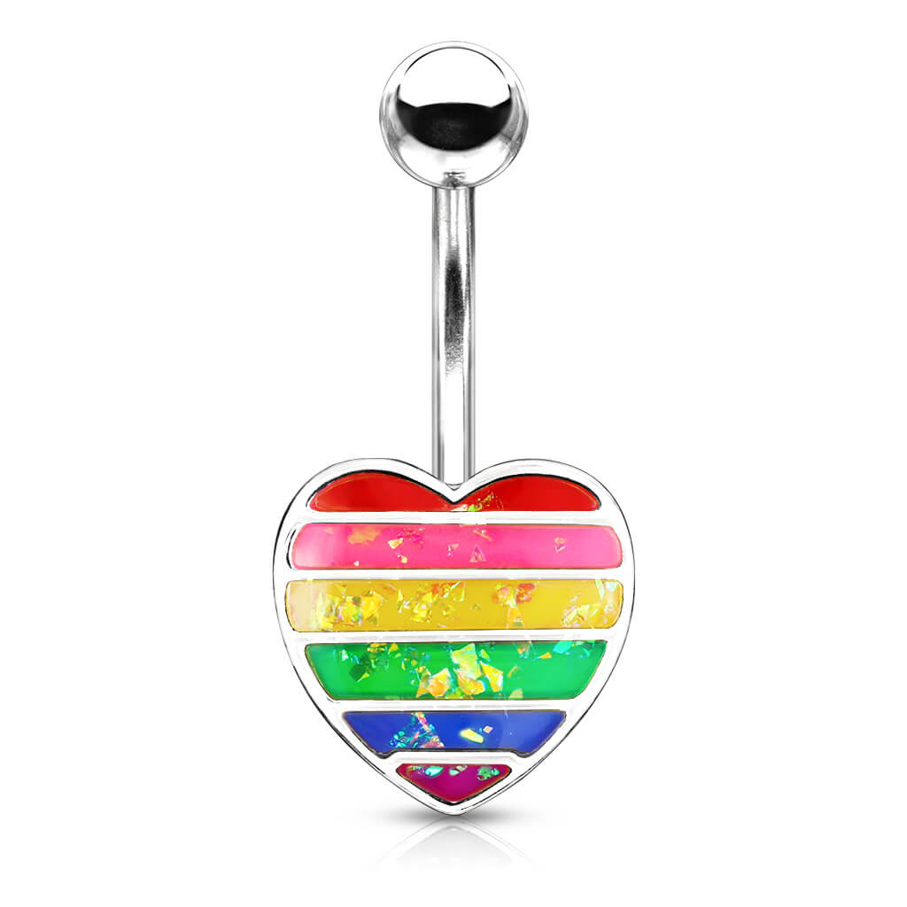 Belly Button Piercing Heart rainbow