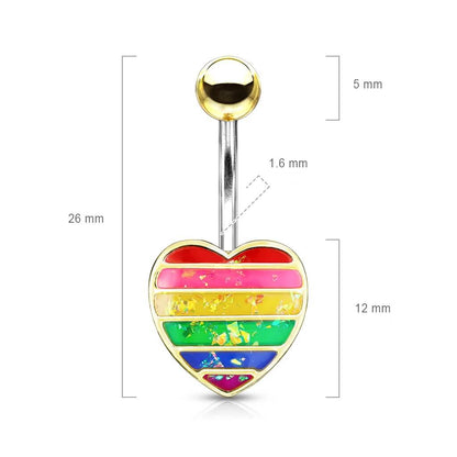 Belly Button Piercing Heart rainbow