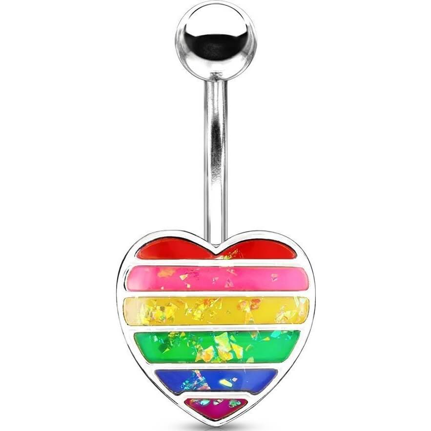 Piercing Nombril Cœur Arc-En-Ciel