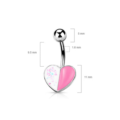 Belly Button Piercing Heart Opal Silver