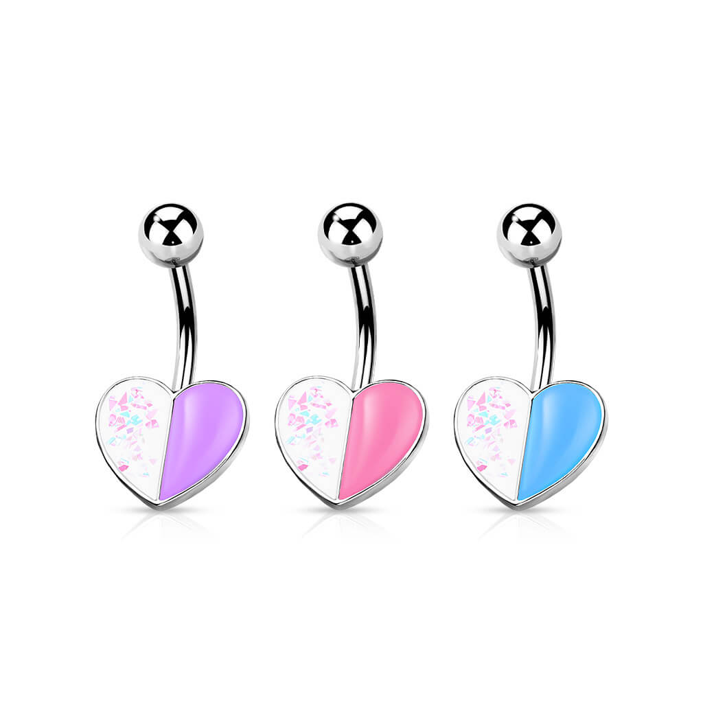 Piercing Ombelico Cuore Opale e Argento