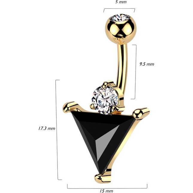 Piercing Nombril Triangle Noir Zircone