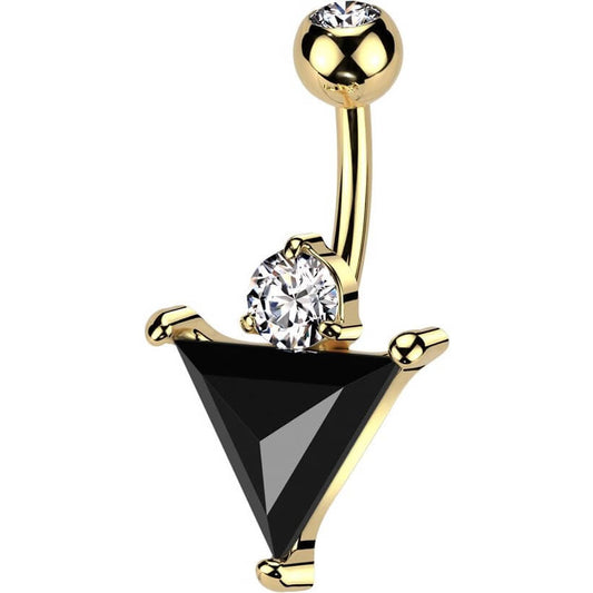 Piercing Nombril Triangle Noir Zircone