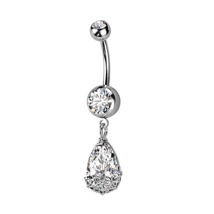 Piercing Ombelico Goccia di zircone con fiori