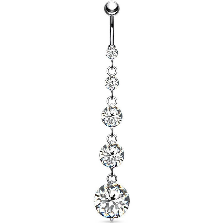 Piercing Ombelico Pendente d´argento e 5 Zirconi