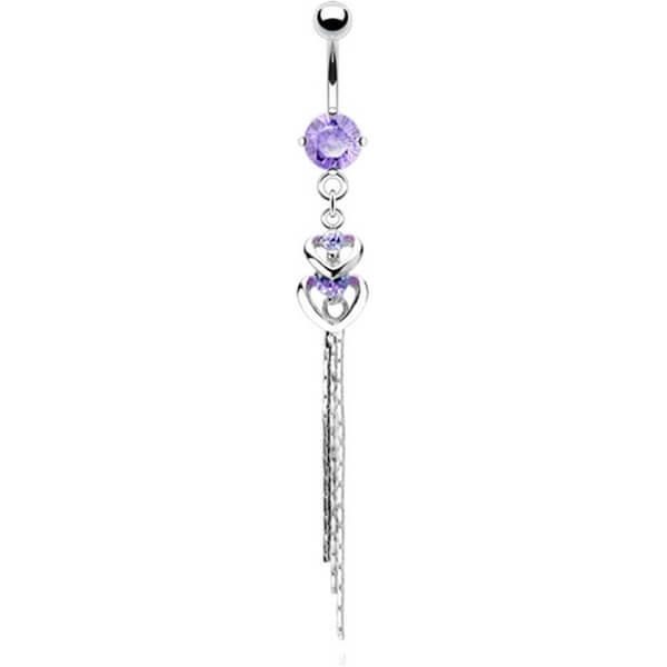 Piercing Nombril Pendentif Cœur Zircone Argent