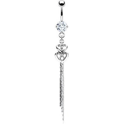 Belly Button Piercing Heart dangle Zirconia Silver