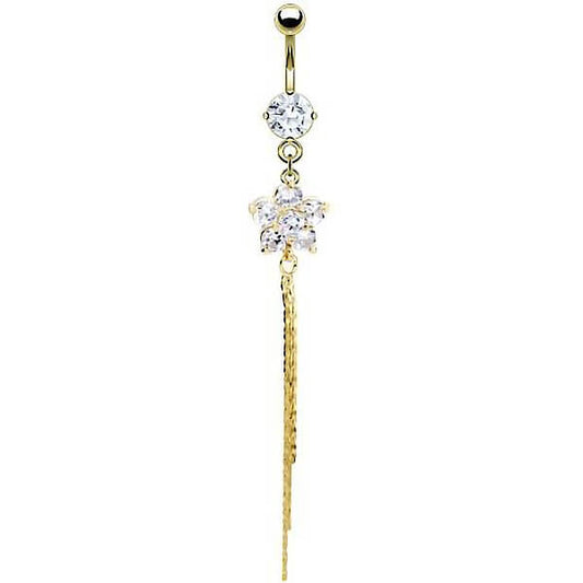 Piercing Nombril Pendentif Fleur Zircone