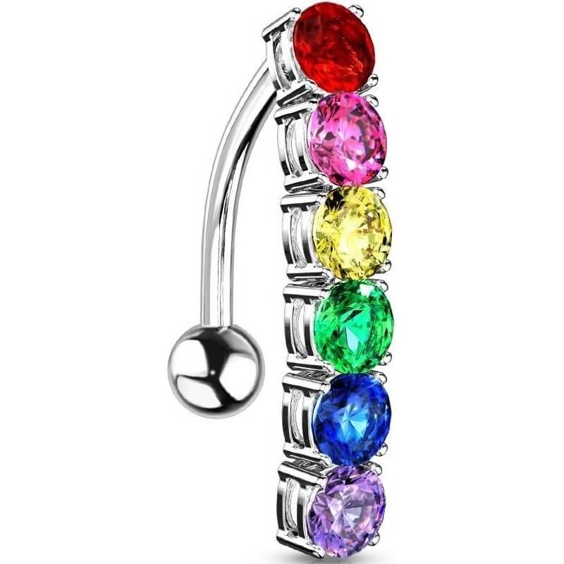 Piercing Nombril Arc-En-Ciel Zircone argent Inversé