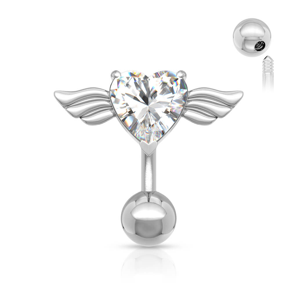 Piercing Nombril Ailes d´Ange Zircone Argent