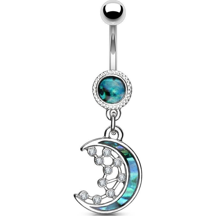 Piercing Nombril Pendentif Lune Zircone