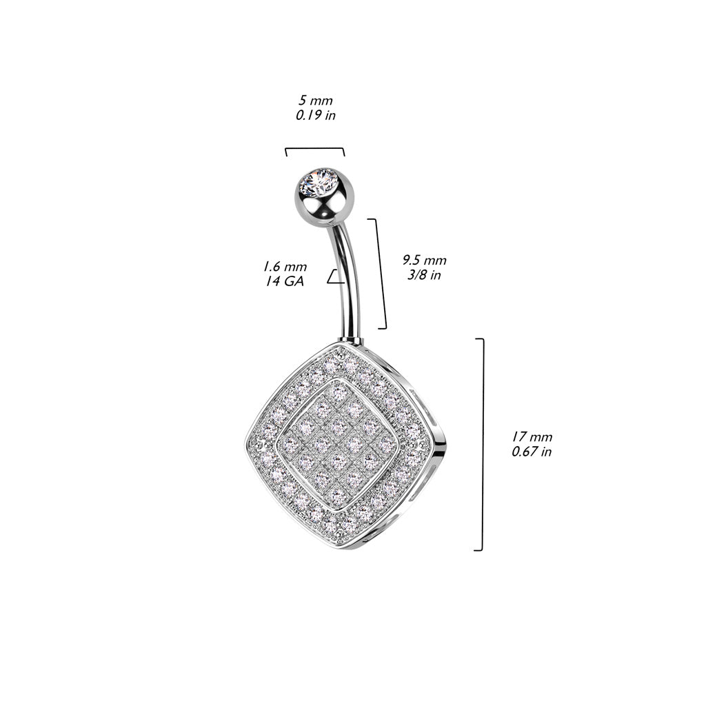 Belly Button Piercing Square Zirconia