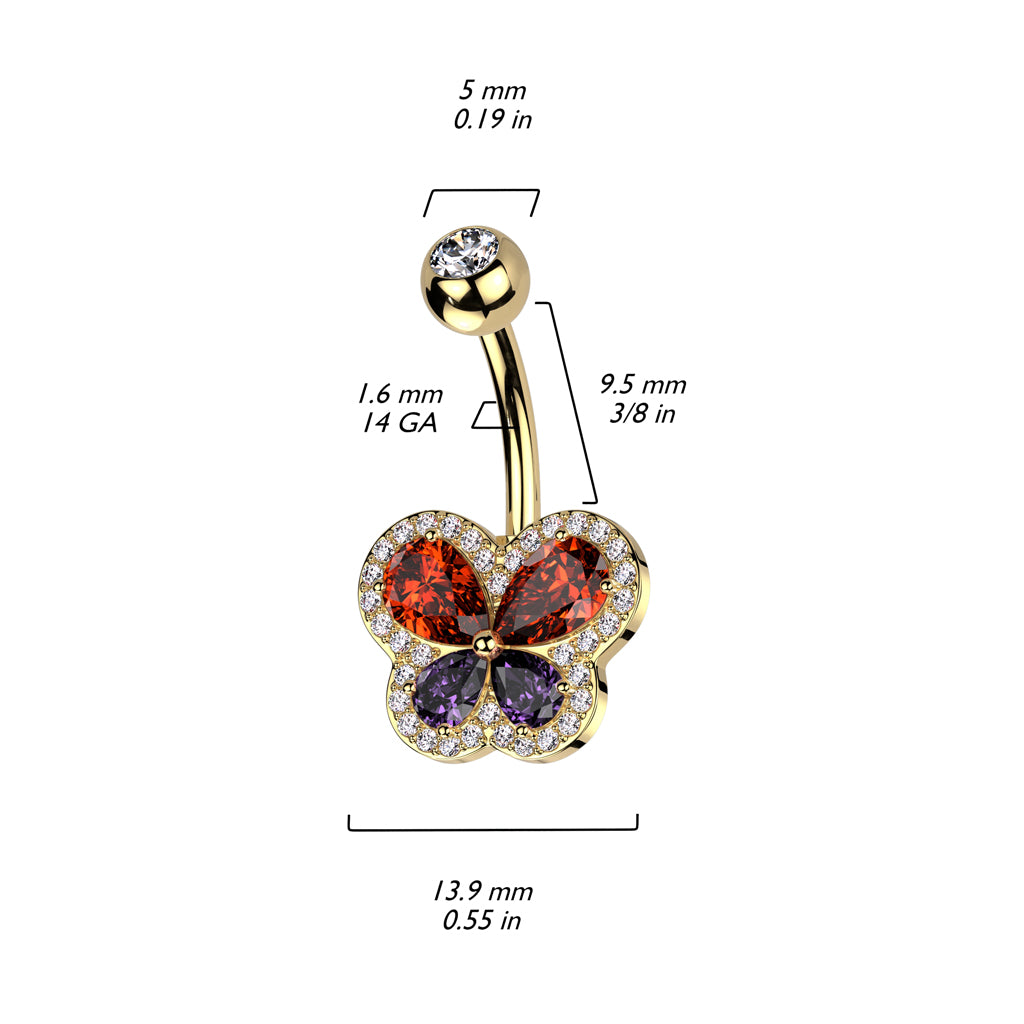 Bauchnabelpiercing Schmetterling Zirkonia