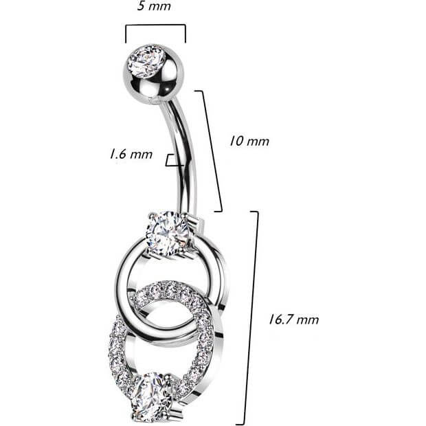 Bauchnabelpiercing Doppel Ring Zirkonia