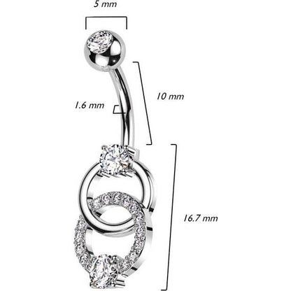 Bauchnabelpiercing Doppel Ring Zirkonia