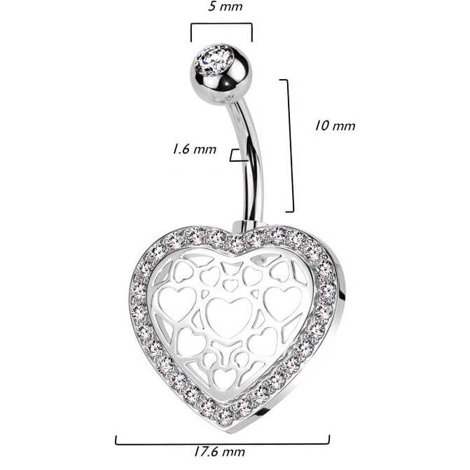 Piercing ombligo Corazón con Circonitas