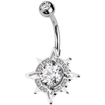 Belly Button Piercing compass zirconia