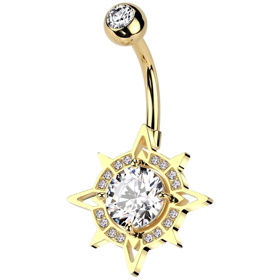 Belly Button Piercing compass zirconia