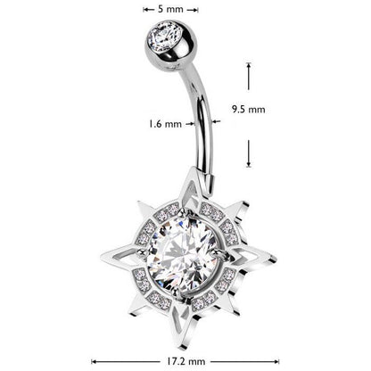 Belly Button Piercing compass zirconia