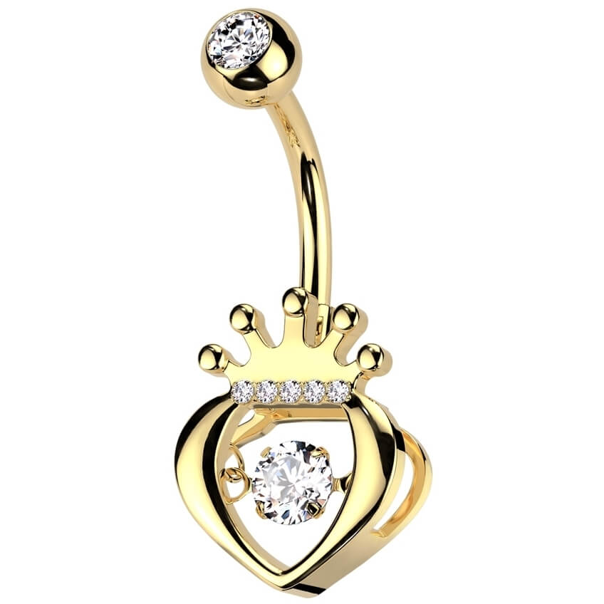 Belly Button Piercing heart crown zirconia