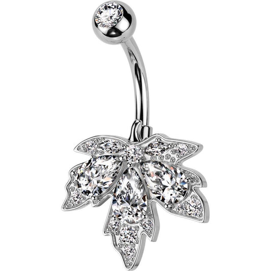 Belly Button Piercing leaf zirconia