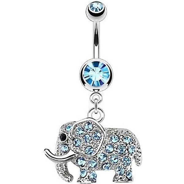 Bauchnabelpiercing Elefant beweglich Zirkonia Silber