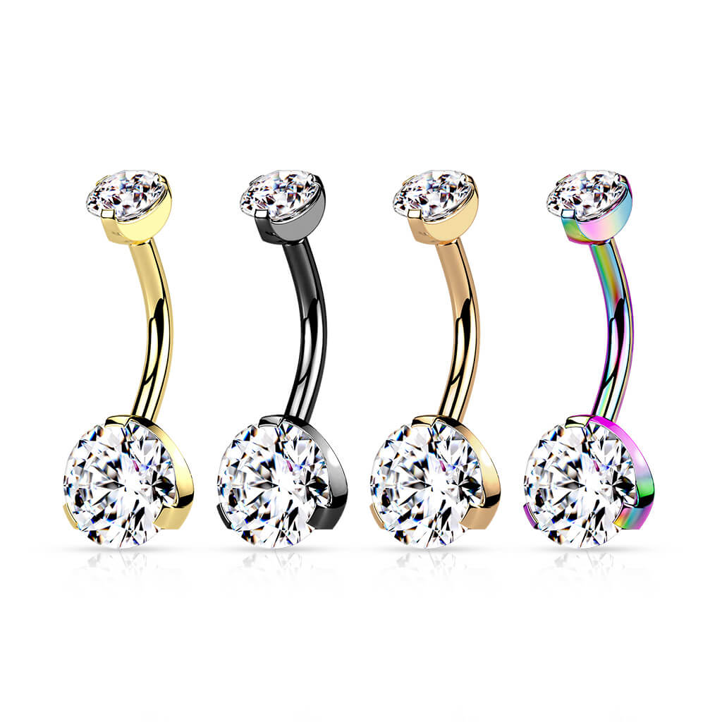 Belly Button Piercing Zirconia Round Internally Threaded