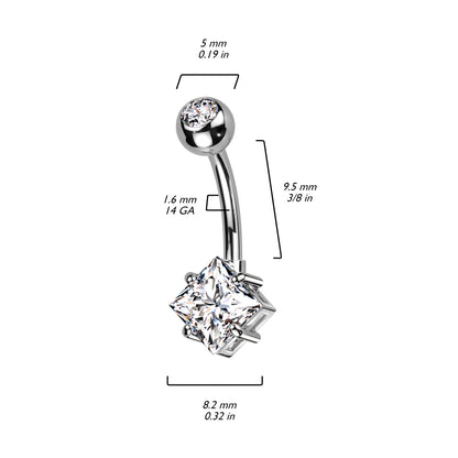 Belly Button Piercing Square Zirconia