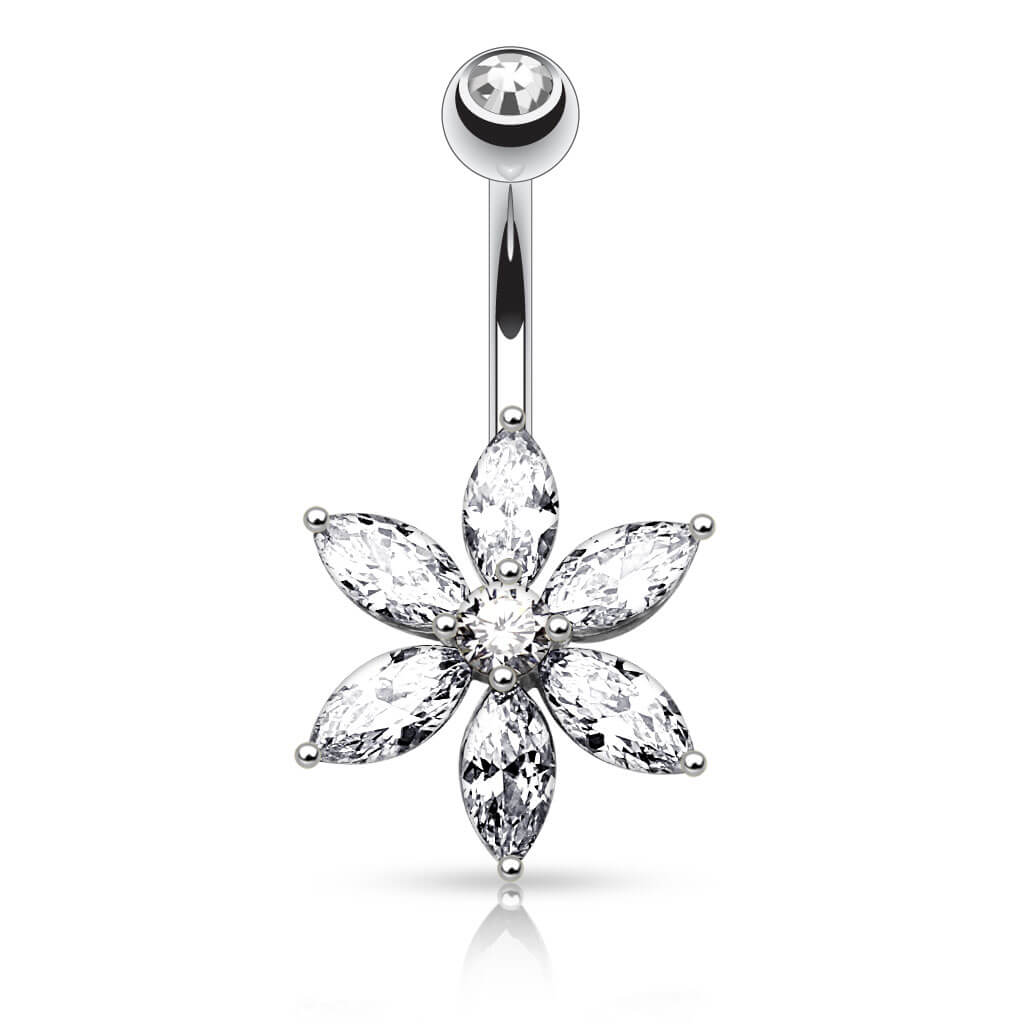 Belly Button Piercing Flower Zirconia