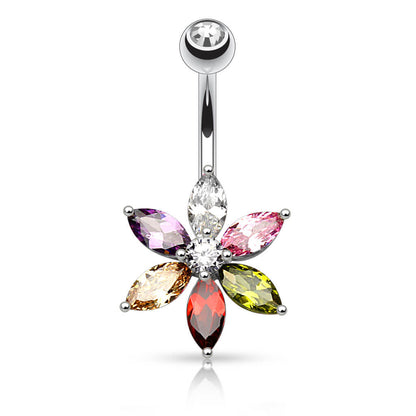 Piercing Nombril Fleur Zircone