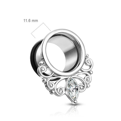 Tunnel Vintage Zirconia Silver Silicone O-Ring