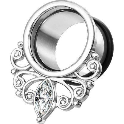 Tunnel Vintage Zirconia Silver Silicone O-Ring