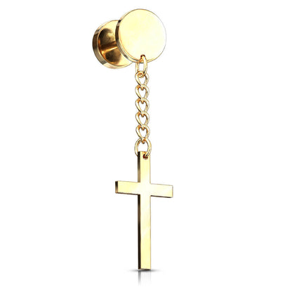 Fake Plug Cross dangle Internally Threaded