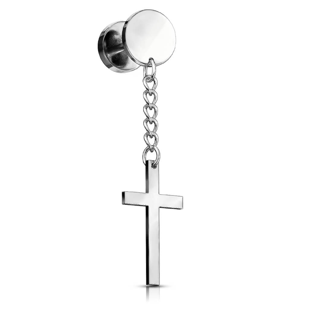 Fake Plug Cross dangle Internally Threaded