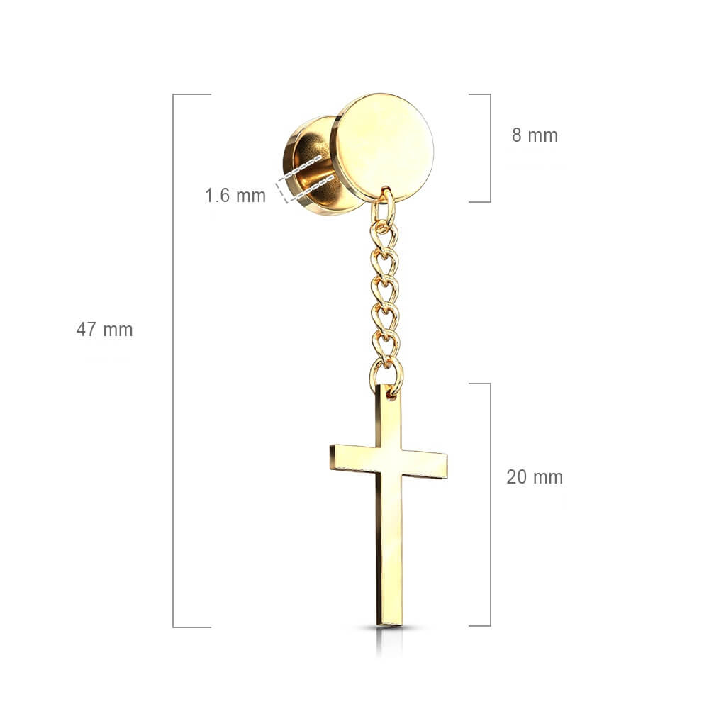 Fake Plug Cross dangle Internally Threaded