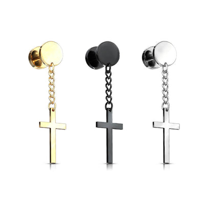 Fake Plug Cross dangle Internally Threaded